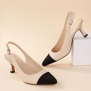 Ankis Slingback Kitten Heel Closed Pointed Toe Heels SZ 8